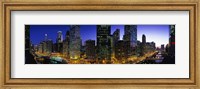 River and Buildings Lit Up At Dusk, Chicago, Illinois Fine Art Print