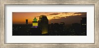 High angle view of buildings lit up at dusk, New Orleans, Louisiana, USA Fine Art Print