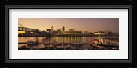 Buildings in a city lit up at dusk, Cincinnati, Ohio, USA Fine Art Print