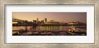 Buildings in a city lit up at dusk, Cincinnati, Ohio, USA Fine Art Print