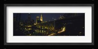Arch bridge and buildings lit up at night, Cleveland, Ohio, USA Fine Art Print