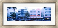 Traffic on road in front of hotels, Ocean Drive, Miami, Florida, USA Fine Art Print