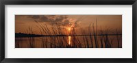Sunset over a lake, Lake Travis, Austin, Texas Framed Print