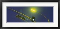 Low angle view of traffic light and a street sign, Silicon Valley, San Francisco, California, USA Fine Art Print