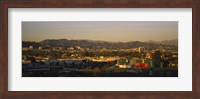 High angle view of a city, San Gabriel Mountains, Hollywood Hills, City of Los Angeles, California, USA Fine Art Print
