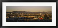 High angle view of a city, San Gabriel Mountains, Hollywood Hills, City of Los Angeles, California, USA Fine Art Print