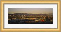 High angle view of a city, San Gabriel Mountains, Hollywood Hills, City of Los Angeles, California, USA Fine Art Print