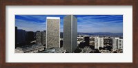 High angle view of a city, San Gabriel Mountains, Hollywood Hills, Century City, City of Los Angeles, California, USA Fine Art Print