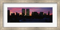 Silhouette of buildings in a city, Century City, Los Angeles, California Fine Art Print