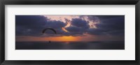 Silhouette of a person paragliding over the sea, Blacks Beach, San Diego, California, USA Fine Art Print