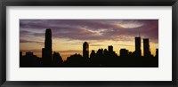 Silhouette of skyscrapers at sunset, Manhattan, New York City, New York State, USA Fine Art Print