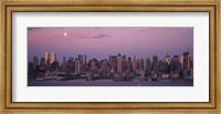 New York with Purple night Sky and Moon Fine Art Print