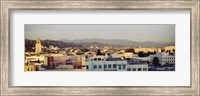 High angle view of a cityscape, San Gabriel Mountains, Hollywood Hills, Hollywood, City of Los Angeles, California Fine Art Print
