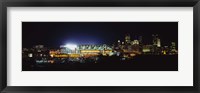 Stadium lit up at night in a city, Heinz Field, Three Rivers Stadium, Pittsburgh, Pennsylvania, USA Framed Print