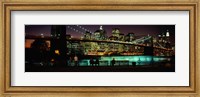 Suspension bridge lit up at dusk, Brooklyn Bridge, East River, Manhattan, New York City, New York State, USA Fine Art Print