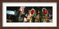 Low angle view of buildings lit up at night, Times Square, Manhattan, New York City, New York State, USA Fine Art Print