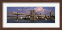 Boat in a river, Brooklyn Bridge, East River, New York City, New York State, USA Fine Art Print