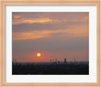 Sunset over a refinery, Philadelphia, Pennsylvania, USA Fine Art Print