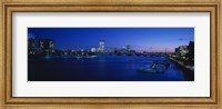 Buildings lit up at dusk, Charles River, Boston, Massachusetts, USA Fine Art Print