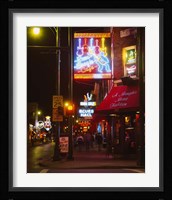 Neon sign lit up at night in a city, Rum Boogie Cafe, Beale Street, Memphis, Shelby County, Tennessee, USA Fine Art Print