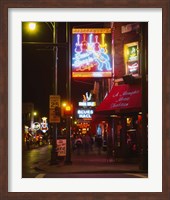 Neon sign lit up at night in a city, Rum Boogie Cafe, Beale Street, Memphis, Shelby County, Tennessee, USA Fine Art Print