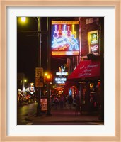 Neon sign lit up at night in a city, Rum Boogie Cafe, Beale Street, Memphis, Shelby County, Tennessee, USA Fine Art Print