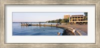 Group of people at a waterfront, Lake Mendota, University of Wisconsin, Memorial Union, Madison, Wisconsin Fine Art Print