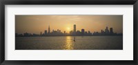 Silhouette of skyscrapers at the waterfront, Chicago, Cook County, Illinois, USA Fine Art Print