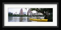 Yellow kayak in a reservoir, Lady Bird Lake, Colorado River, Austin, Travis County, Texas, USA Fine Art Print
