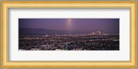 Buildings in a city lit up at dusk, Hollywood, San Gabriel Mountains, City Of Los Angeles, Los Angeles County, California, USA Fine Art Print