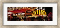 Casino lit up at night, Four Queens, Fremont Street, Las Vegas, Clark County, Nevada, USA Fine Art Print