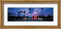 Buildings lit up at dusk, Miami, Florida, USA Fine Art Print
