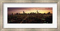 CGI composite, High angle view of a city at night, Chicago, Cook County, Illinois, USA Fine Art Print