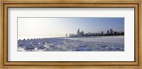 Frozen lake with a city in the background, Lake Michigan, Chicago, Illinois Fine Art Print