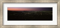 High angle view of a city at night from Griffith Park Observatory, City Of Los Angeles, Los Angeles County, California, USA Fine Art Print