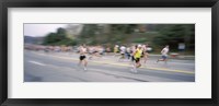 Marathon runners on a road, Boston Marathon, Washington Street, Wellesley, Norfolk County, Massachusetts, USA Fine Art Print