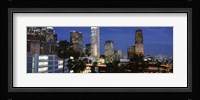 Skyscrapers at night in the City Of Los Angeles, Los Angeles County, California, USA Fine Art Print