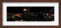 High angle view of a city at night, Boston, Suffolk County, Massachusetts, USA Fine Art Print
