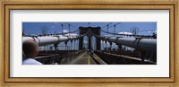 Man walking on a bridge, Brooklyn Bridge, Brooklyn, New York City, New York State, USA Fine Art Print