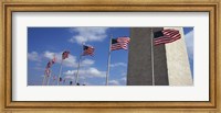 American flags in front of an obelisk, Washington Monument, Washington DC, USA Fine Art Print