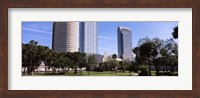 Buildings in a city viewed from a park, Plant Park, University Of Tampa, Tampa, Hillsborough County, Florida, USA Fine Art Print