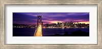 Bridge lit up at dusk, Bay Bridge, San Francisco Bay, San Francisco, California Fine Art Print