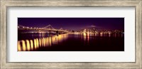 Bridge lit up at night, Bay Bridge, San Francisco Bay, San Francisco, California Fine Art Print