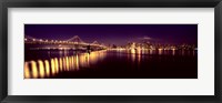 Bridge lit up at night, Bay Bridge, San Francisco Bay, San Francisco, California Fine Art Print