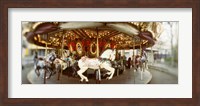 Carousel horses in an amusement park, Seattle Center, Queen Anne Hill, Seattle, Washington State, USA Fine Art Print