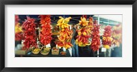 Strands of chili peppers hanging in a market stall, Pike Place Market, Seattle, King County, Washington State, USA Fine Art Print