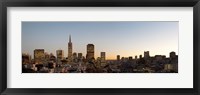 Buildings lit up at dusk, Telegraph Hill, San Francisco, California, USA Fine Art Print