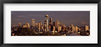 Seattle skyline at dusk, King County, Washington State, USA 2010 Framed Print