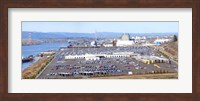 High angle view of large parking lots, Willamette River, Portland, Multnomah County, Oregon, USA Fine Art Print