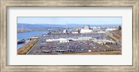 High angle view of large parking lots, Willamette River, Portland, Multnomah County, Oregon, USA Fine Art Print